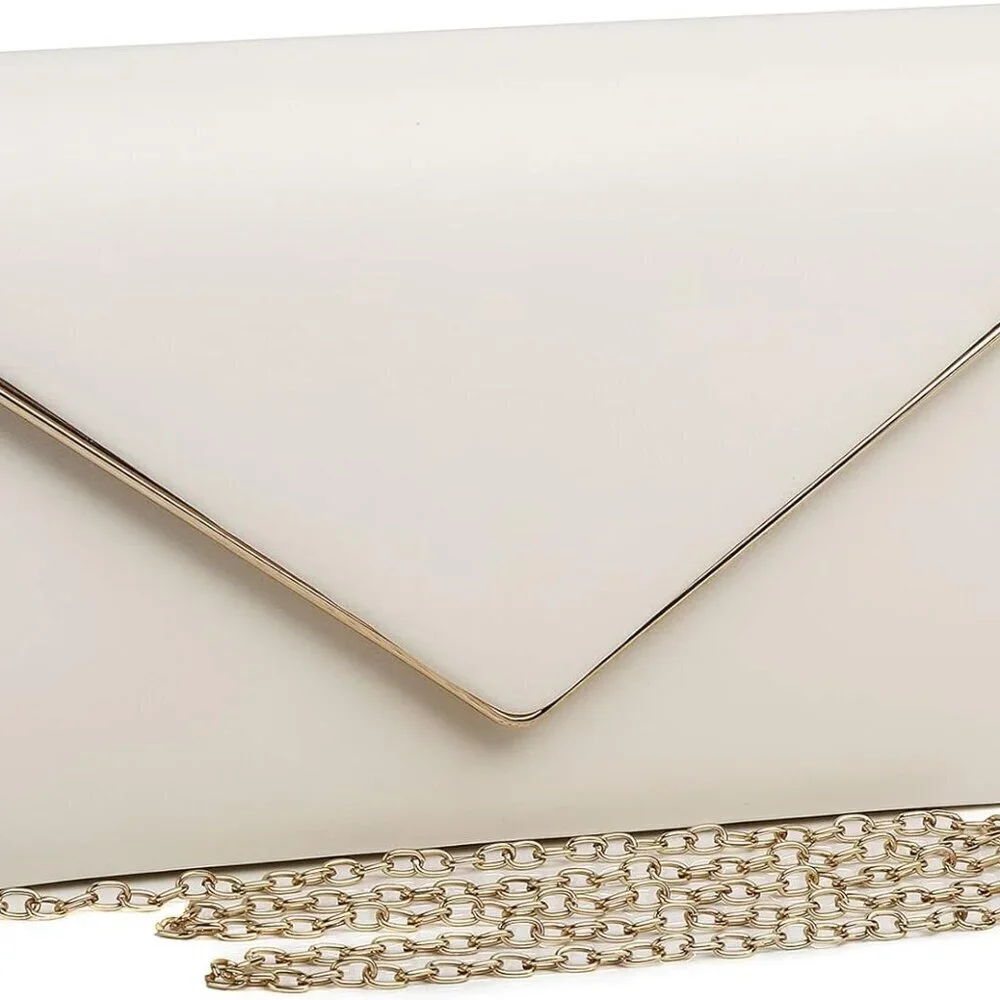 Vegan Leather Clutch Bag Womens Evening Party Wedding Crossbody Purse